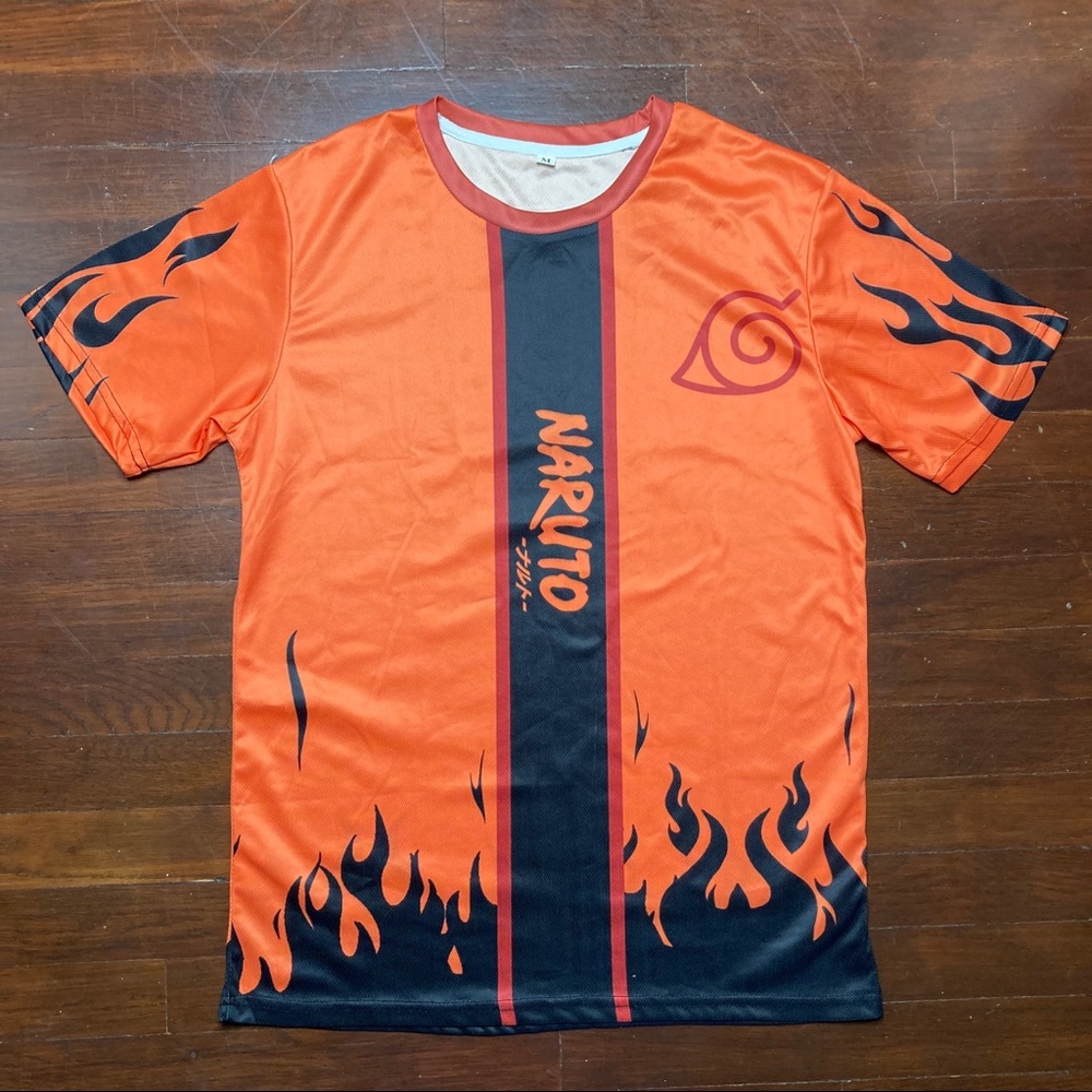 Preloved Naruto Leaf Village Full Flame Print Jersey Shirt